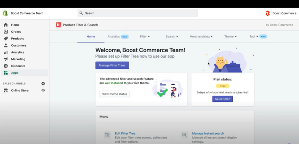 screenshot of Boost AI Search & Discovery